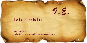 Ivicz Edvin névjegykártya